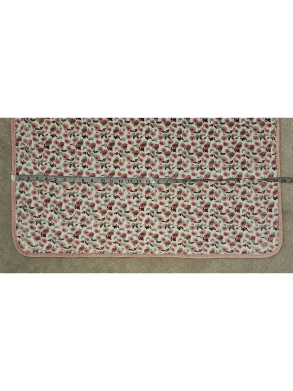 Modern Baby Gerber Fleece Baby Blanket Reversible Pink Green White Floral Stripe